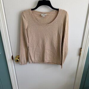 Ann Taylor LOFT Beige Knit Sweater Medium Lightweight